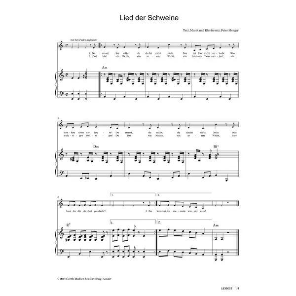 Produktbild des Artikels Lied der Schweine (Noten - Download)