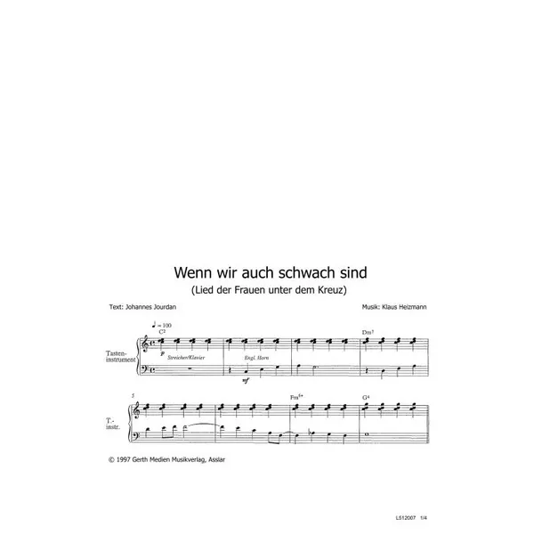 Produktbild des Artikels Wenn wir auch schwach sind (Noten - Download)