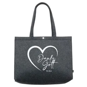 Produktbild des Artikels Filz-Einkaufsshopper "Danke, Gott" - dunkelgrau ()
