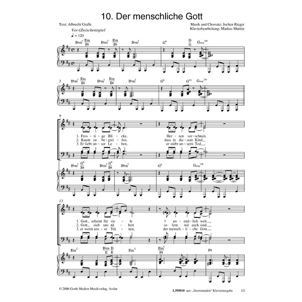 Produktbild des Artikels Der menschliche Gott (Noten - Download)
