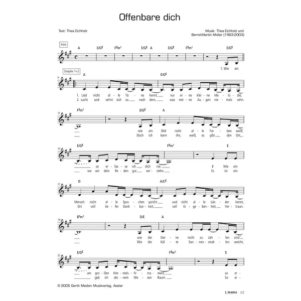 Produktbild des Artikels Offenbare dich (Noten - Download)