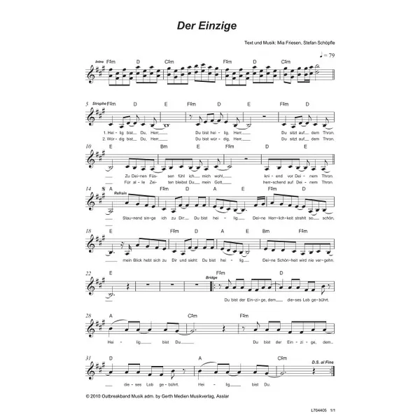 Produktbild des Artikels Der Einzige (Noten - Download)