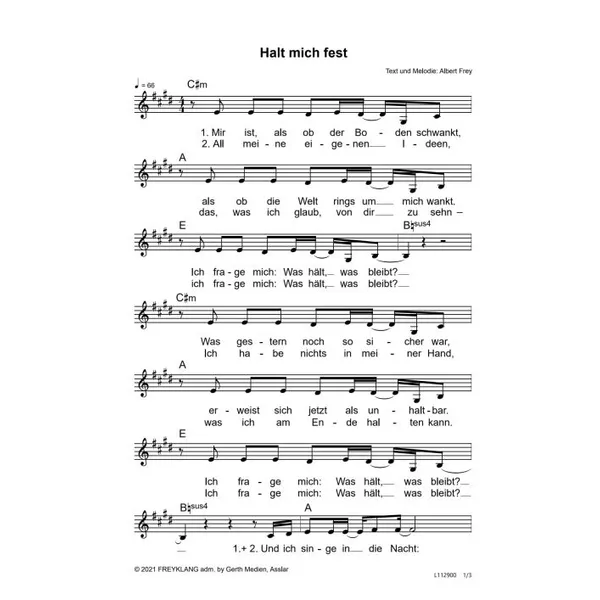 Produktbild des Artikels Ich halt mich fest (Noten - Download)