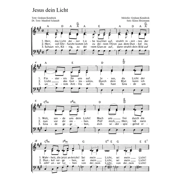 Produktbild des Artikels Jesus dein Licht (Noten - Download)