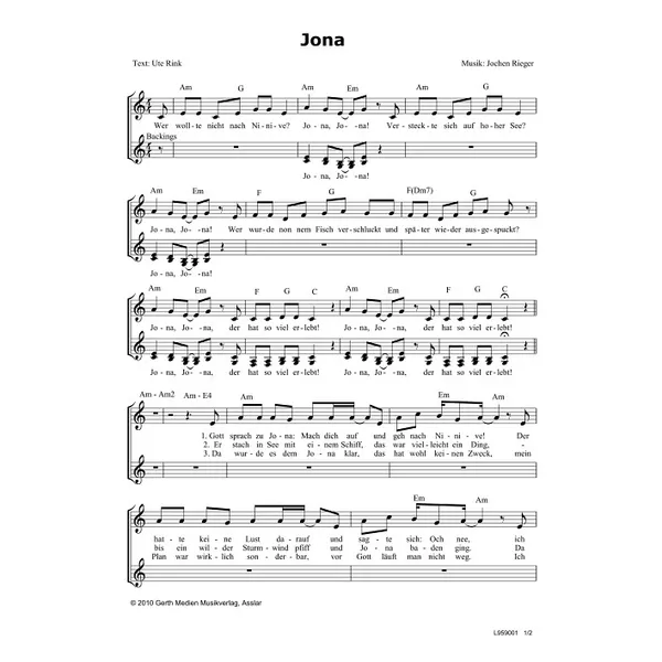 Produktbild des Artikels Jona (Noten - Download)