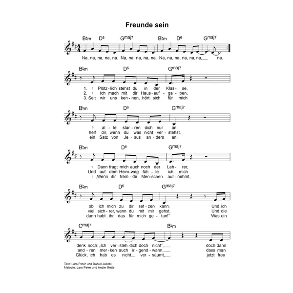 Produktbild des Artikels Freunde sein (Noten - Download)