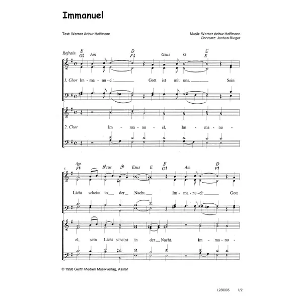 Produktbild des Artikels Immanuel (Noten - Download)