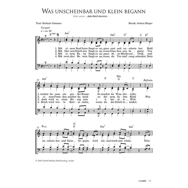 Produktbild des Artikels Was unscheinbar und klein begann (Noten - Download)