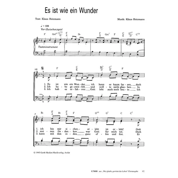 Produktbild des Artikels Es ist wie ein Wunder (Noten - Download)