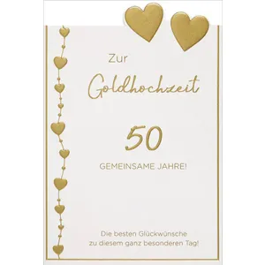 Produktbild des Artikels Faltkarte "Zur Goldhochzeit" - Herzen (Schreibwaren)