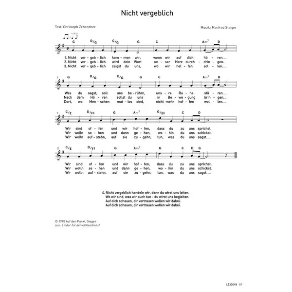 Produktbild des Artikels Nicht vergeblich (Noten - Download)