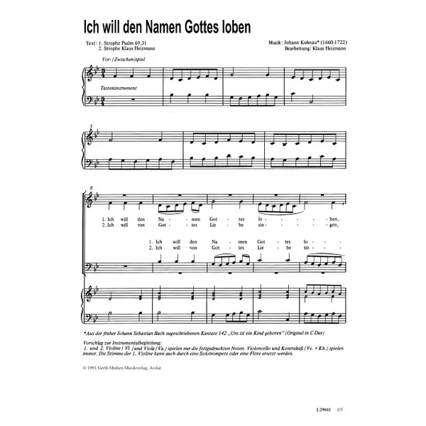 Produktbild des Artikels Ich will den Namen Gottes loben (Noten - Download)