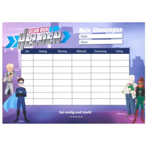 Produktbild des Artikels Stundenplan Club der Helden - einzeln (Werbemittel)