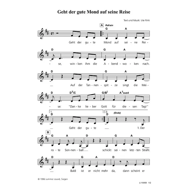 Produktbild des Artikels Geht der gute Mond auf seine Reise (Noten - Download)