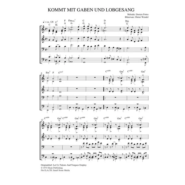 Produktbild des Artikels Kommt mit Gaben und Lobgesang (Noten - Download)