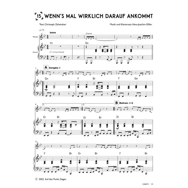 Produktbild des Artikels Wenn's mal wirklich darauf ankommt (Klavier) (Noten - Download)