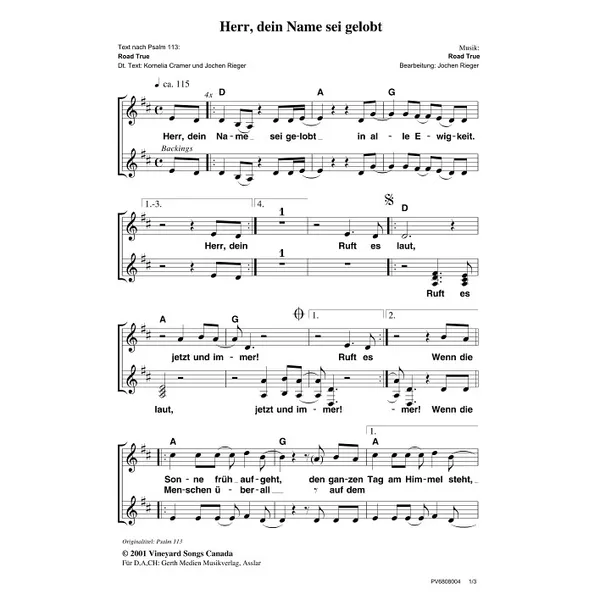 Produktbild des Artikels Herr, dein Name sei gelobt (Noten - Download)