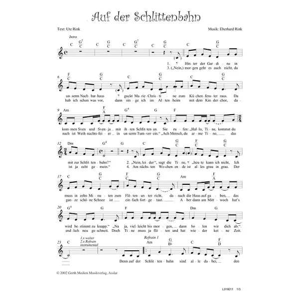 Produktbild des Artikels Auf der Schlittenbahn (Noten - Download)