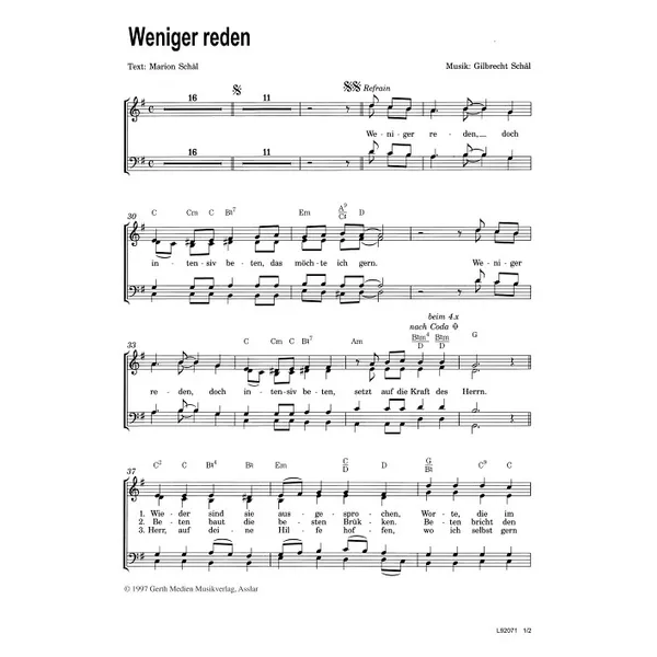 Produktbild des Artikels Weniger reden (Noten - Download)