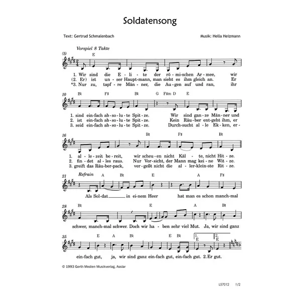 Produktbild des Artikels Soldatensong (Noten - Download)