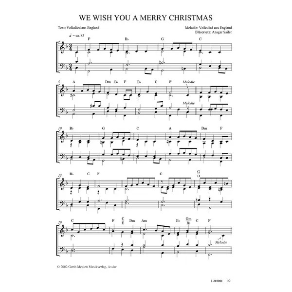 Produktbild des Artikels We Wish You A Merry Christmas (Noten - Download)