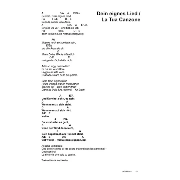 Produktbild des Artikels Dein eigenes Lied (Noten - Download)