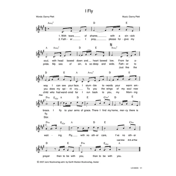 Produktbild des Artikels I Fly (Noten - Download)