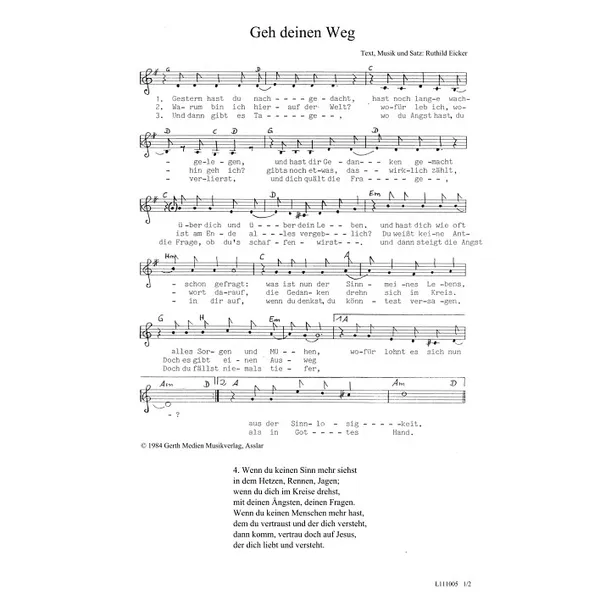 Produktbild des Artikels Geh deinen Weg (Noten - Download)