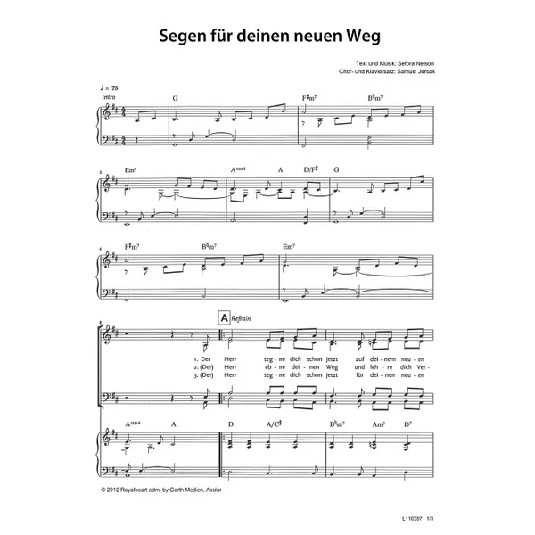 Produktbild des Artikels Segen für deinen neuen Weg (Noten - Download)