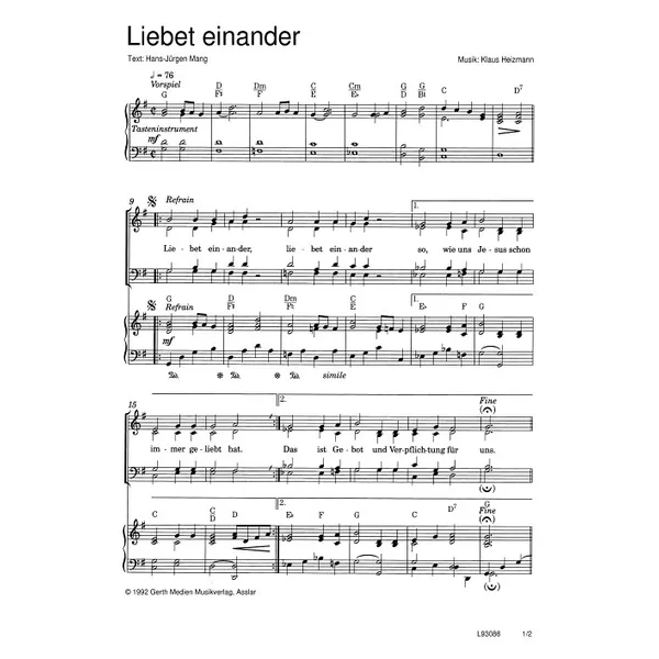 Produktbild des Artikels Liebet einander (Noten - Download)