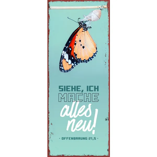 Produktbild des Artikels Jahreslosung 2026 - Metallschild lang "Schmetterling" ()