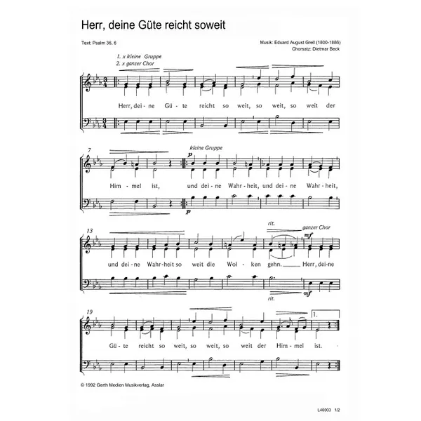 Produktbild des Artikels Herr, deine Güte reicht soweit (Noten - Download)