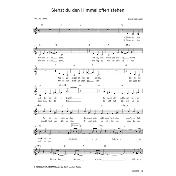 Produktbild des Artikels Siehst du den Himmel offen stehen (Noten - Download)