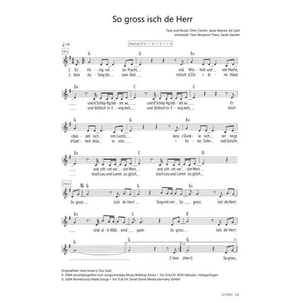 Produktbild des Artikels So gross isch de Herr (Noten - Download)