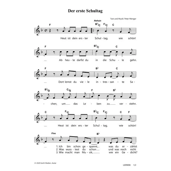 Produktbild des Artikels Der erste Schultag (Noten - Download)