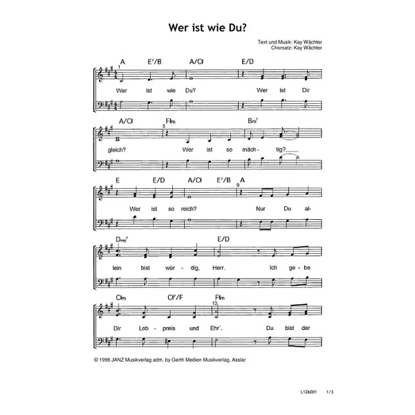 Produktbild des Artikels Wer ist wie du? (Noten - Download)