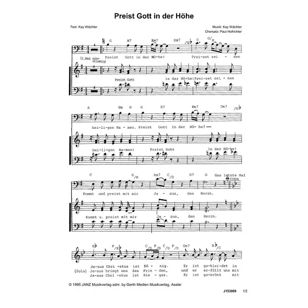 Produktbild des Artikels Preist Gott in der Höhe (Noten - Download)
