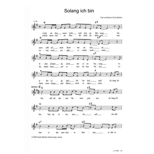 Produktbild des Artikels Solang ich bin (Noten - Download)