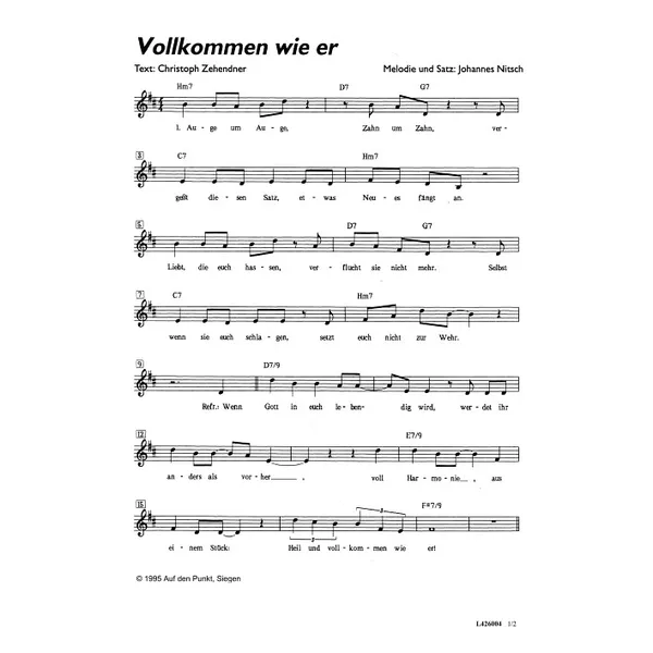 Produktbild des Artikels Vollkommen wie er (Noten - Download)