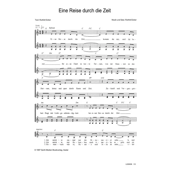 Produktbild des Artikels Eine Reise durch die Zeit (Noten - Download)