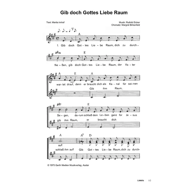 Produktbild des Artikels Gib doch Gottes Liebe Raum (Noten - Download)