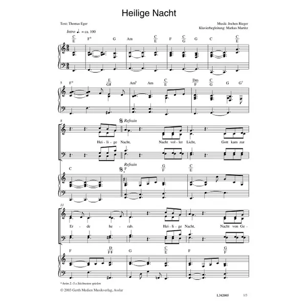 Produktbild des Artikels Heilige Nacht (Noten - Download)