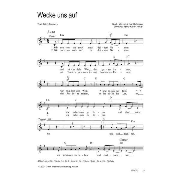 Produktbild des Artikels Wecke uns auf (Noten - Download)