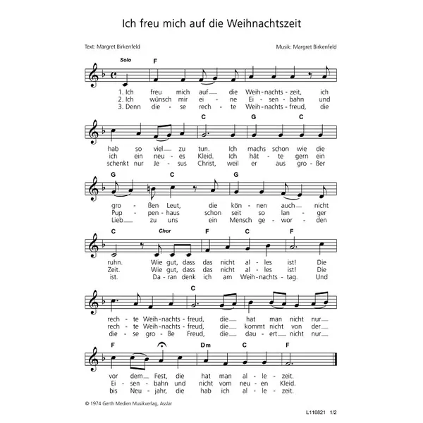 Produktbild des Artikels Ich freu mich auf die Weihnachtszeit (Noten - Download)