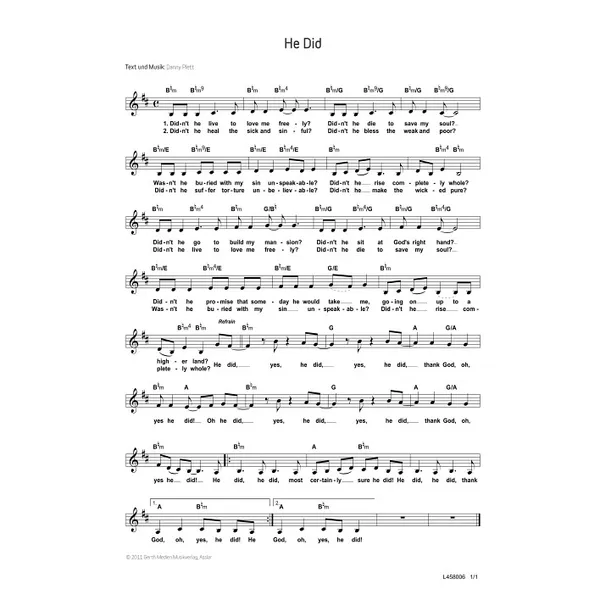 Produktbild des Artikels He Did (Noten - Download)