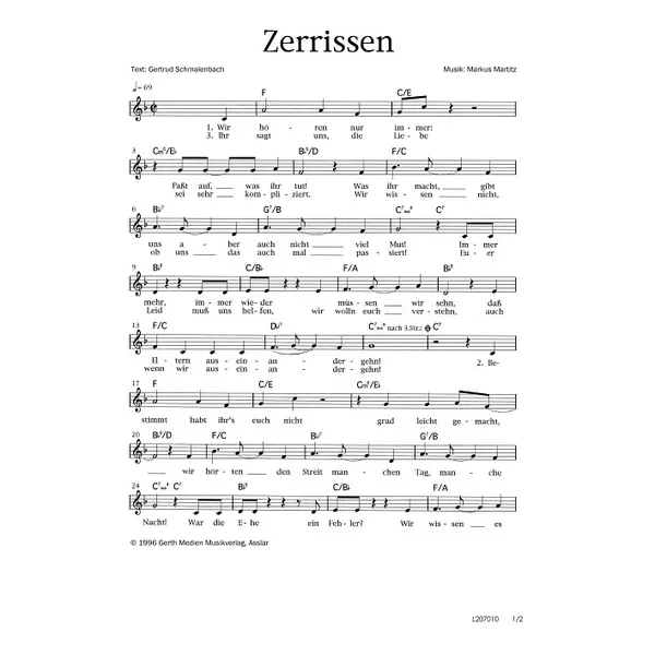 Produktbild des Artikels Zerrissen (Noten - Download)