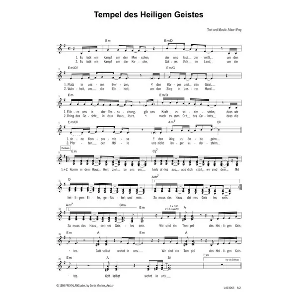 Produktbild des Artikels Tempel des Heiligen Geistes (Noten - Download)