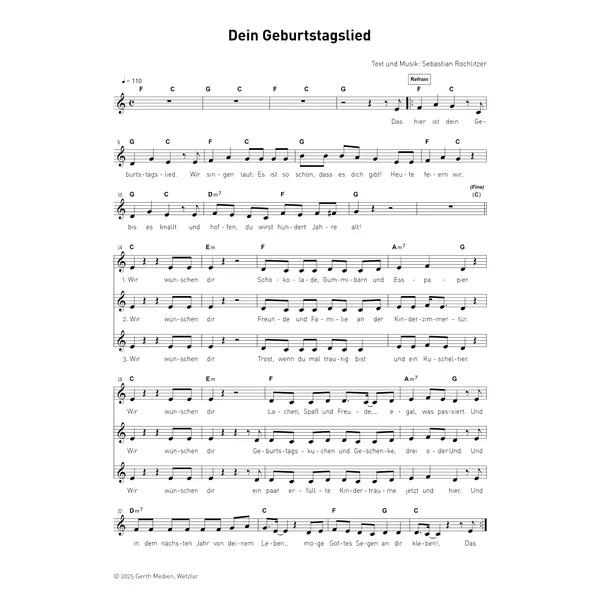 Produktbild des Artikels Dein Geburtstagslied (Noten - Download)