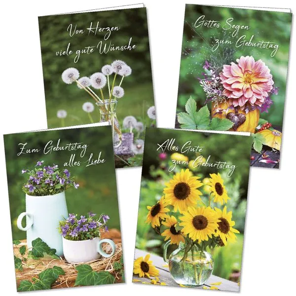 Produktbild des Artikels Faltkartenserie: Geburtstag, 4 Stück (Schreibwaren)
