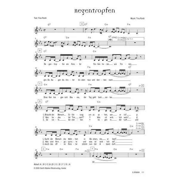 Produktbild des Artikels Regentropfen (Noten - Download)